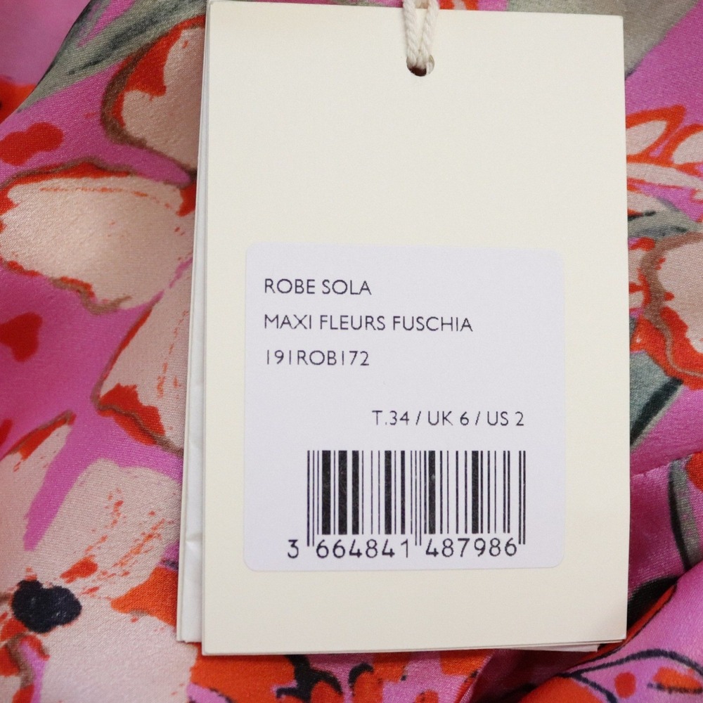 NEW Sezane Sola Dress 34 US 2 Silk Floral Pink - Picture 9 of 11